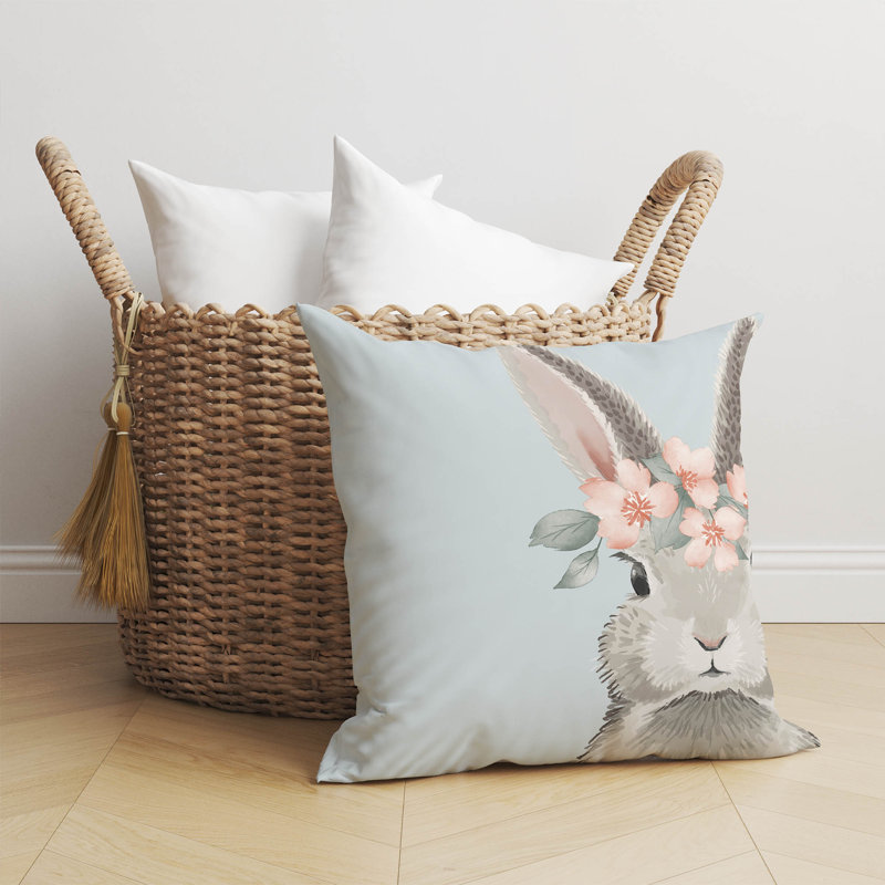 Bunny Blue Pillow, 20" H x 20" W