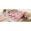 Lit plateforme rose avec rangement et structure en bois massif, rail, tablette pour le confort de la chambre à coucher Mélange esthétique fonctionnel-1994345511-1994345510
