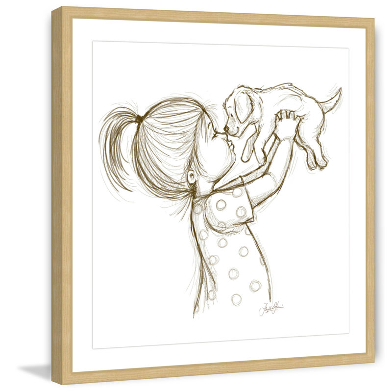 «Girl Loves Puppy», reproduction encadrée, H 32 po x l 32 po x P 1,5 po