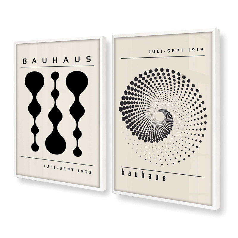 Ensemble de 2 impressions Bauhaus in Motion Duo, H 25,5 po x l 37,5 po x P 1,25 po, Cadre opaque blanc