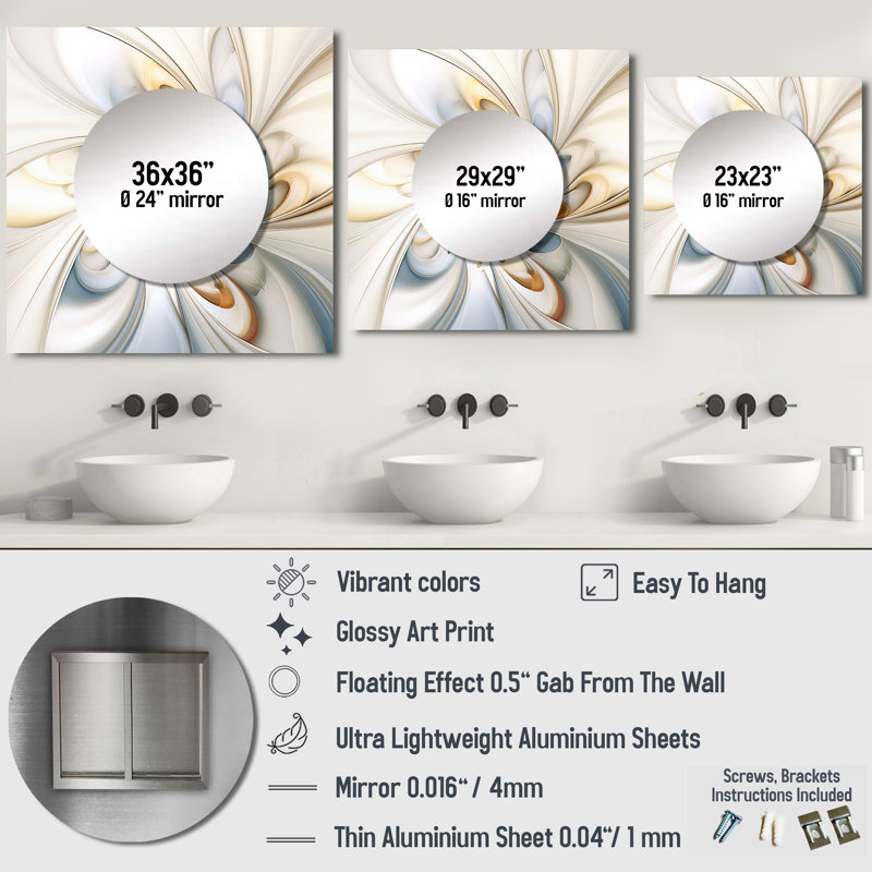 Fractale fleur blanche sensible sensibilité III, 23 po x 23 po