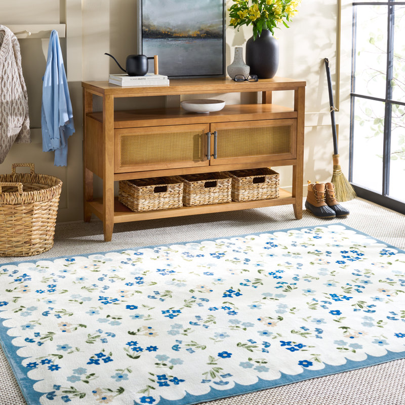Msrw 198 Performance Machine Washable Floral Rug, Rectangle 5' x 7'