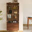 Armoire à vin 27,56 po style Mid-Century noyer brun avec portes en verre