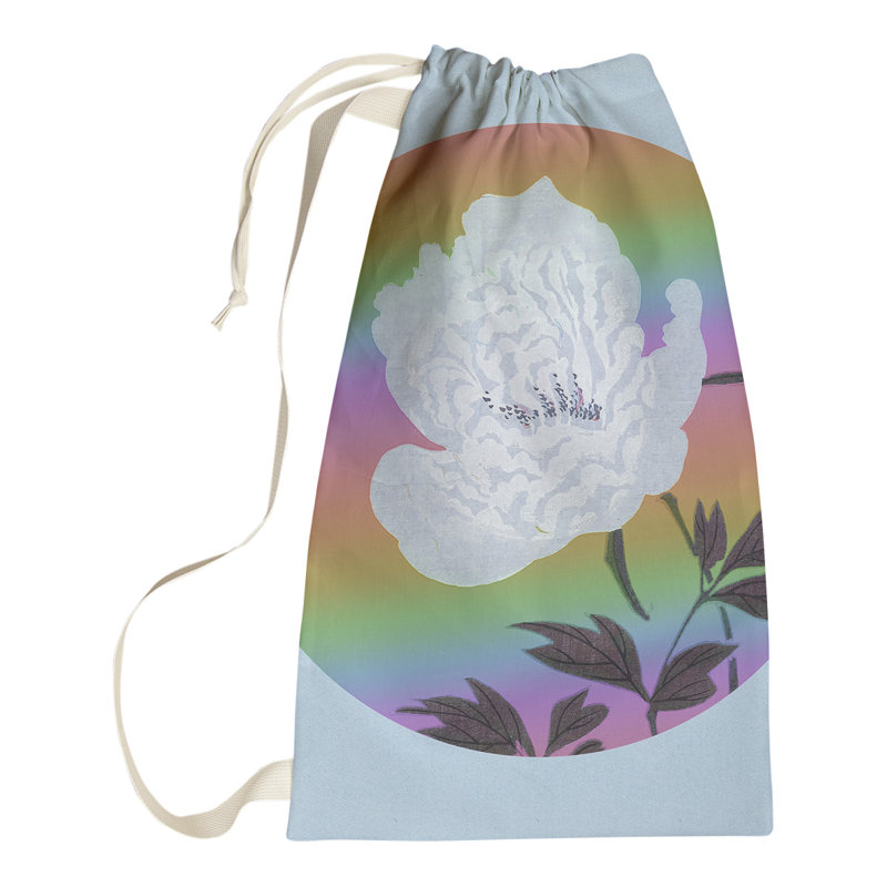 Steadman Fabric Laundry Bag with Handles, Small ( 64" H x 20" W x 1.5" D), Blue/Ivory