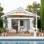Parasol rond en porte-à-faux avec mât central, beige (base non incluse)-2019184722
