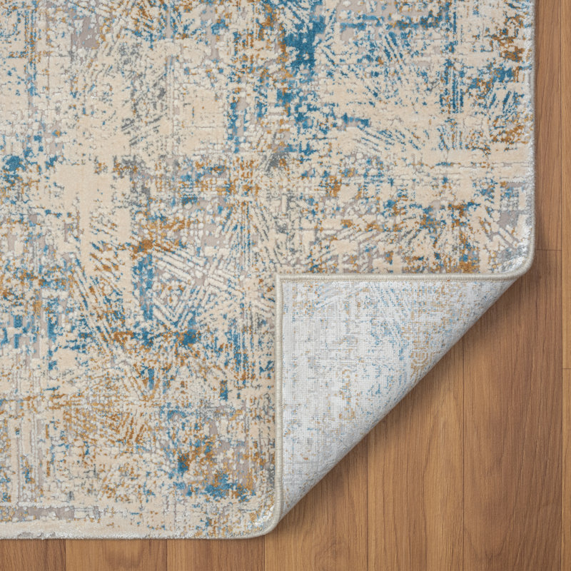 Govany Modern Abstract Two Million Point Blue/Gray Rug with High-Low Texture, Runner 2' x 6'