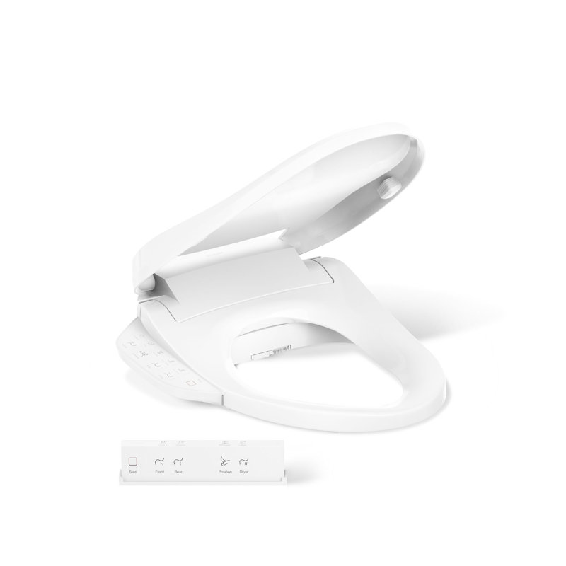 Purewash E725 Elongated Bidet Toilet Seat With Remote Control, White