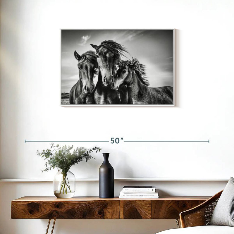 Chevaux Lemvig, Cadre flottant blanc, 31 po x 21 po