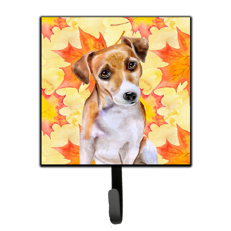 Organisateur de clés murales avec crochets clés partagée pei automne Eliane, Rouge / bleu / noir, Jack Russell terrier
