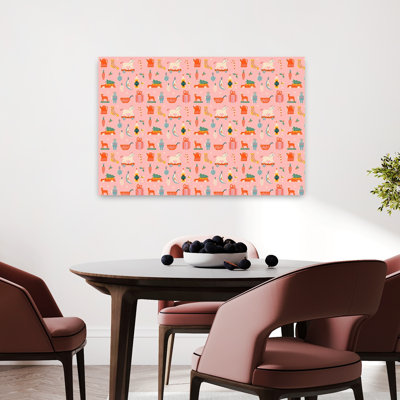 «Christmaspatternno32 Playful Retro Vintage Christmas Tree Winter Landscape», reproduction d'art mural