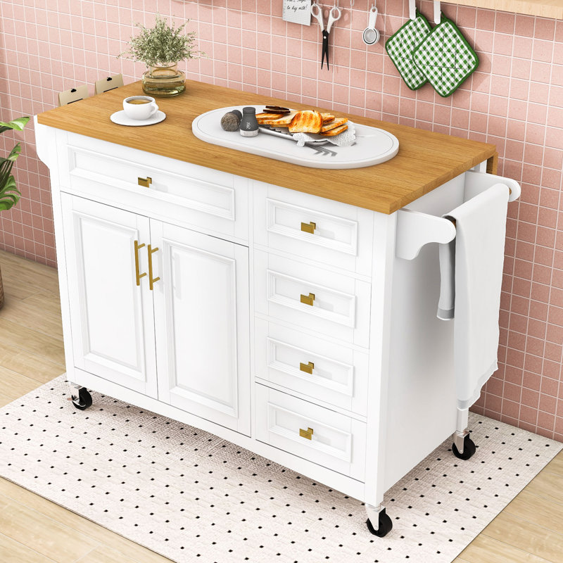 Euleta 52.5 " W Kitchen Cart, White