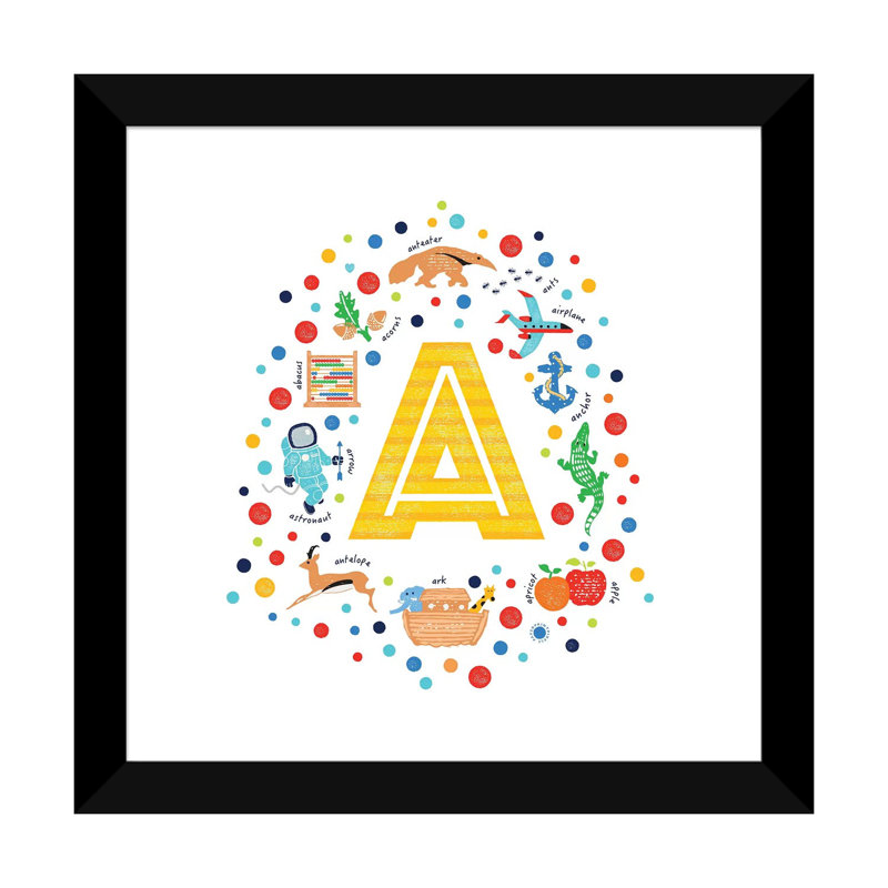 A - Reproduction d'art graphique, Blanc, Papier encadré noir, H 16 po x l 16 po x p 1 po