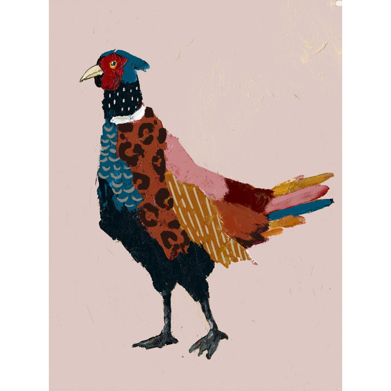 " Whimsical Cranberry Pheasant ", 40" H x 30" W  