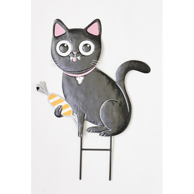 Chat noir d'Halloween avec piquet de jardin 20 po