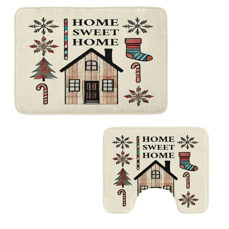  Ensemble de 2 tapis de Noël pour salle de bain