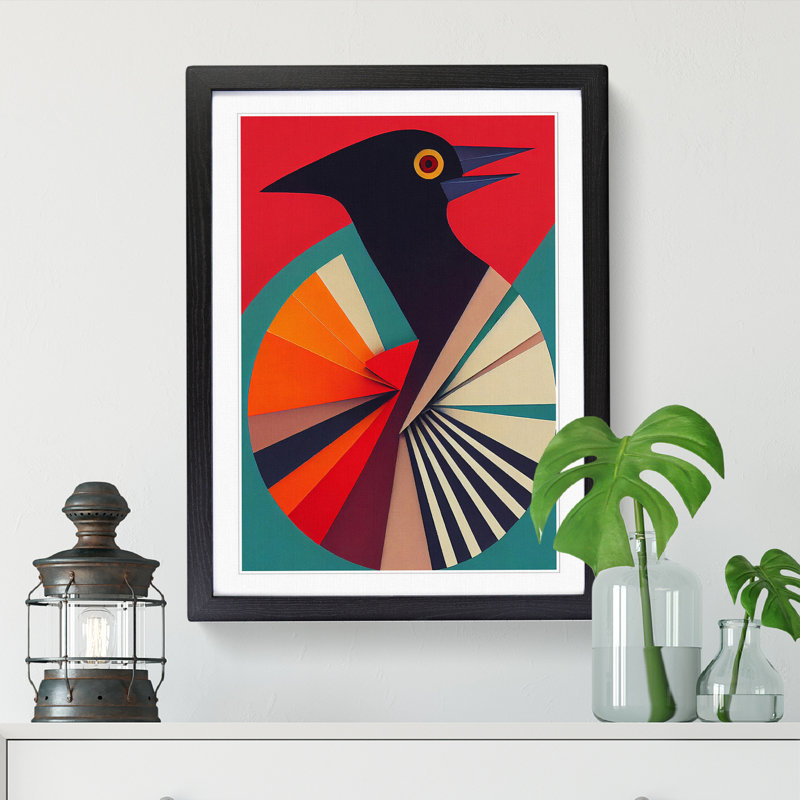 Crow Bird Abstract Vol.3 - Picture Frame Print, Black, 64cm H x 46cm W