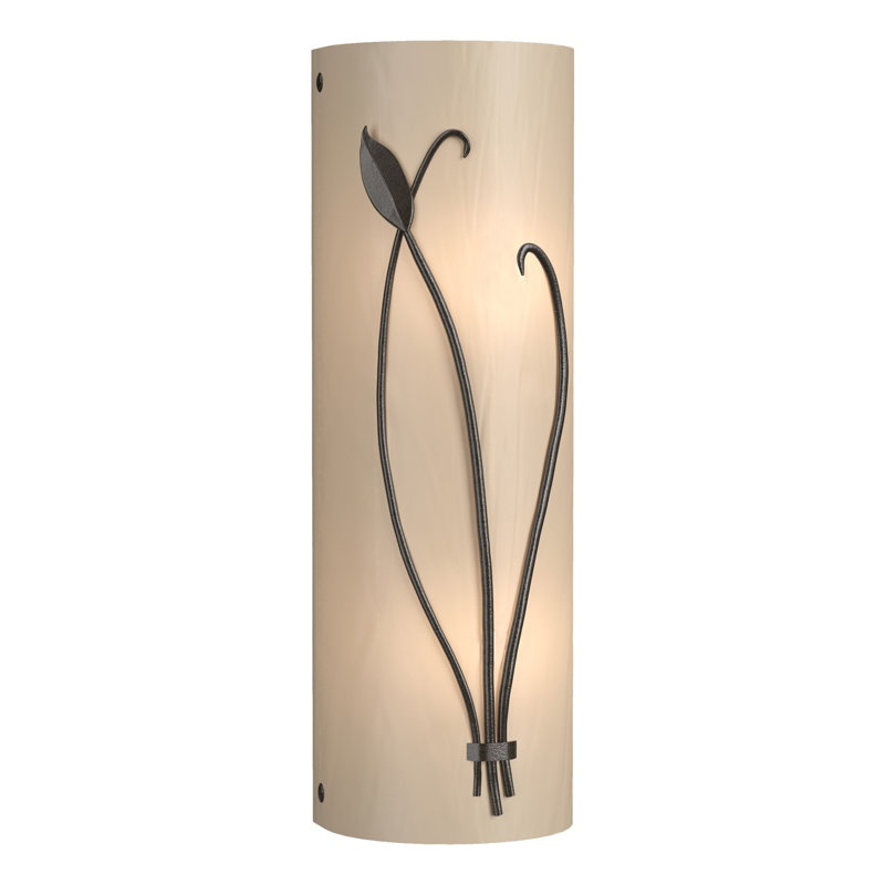Applique murale encastrée 2 lumières Leaf, Verre d'art blanc, Bronze huilé, Gauche