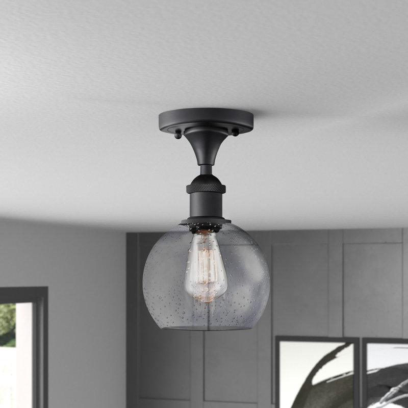 Baptista Semi Flush Mount, Matte Black, Seedy, 12'' H X 8'' W X 8'' D