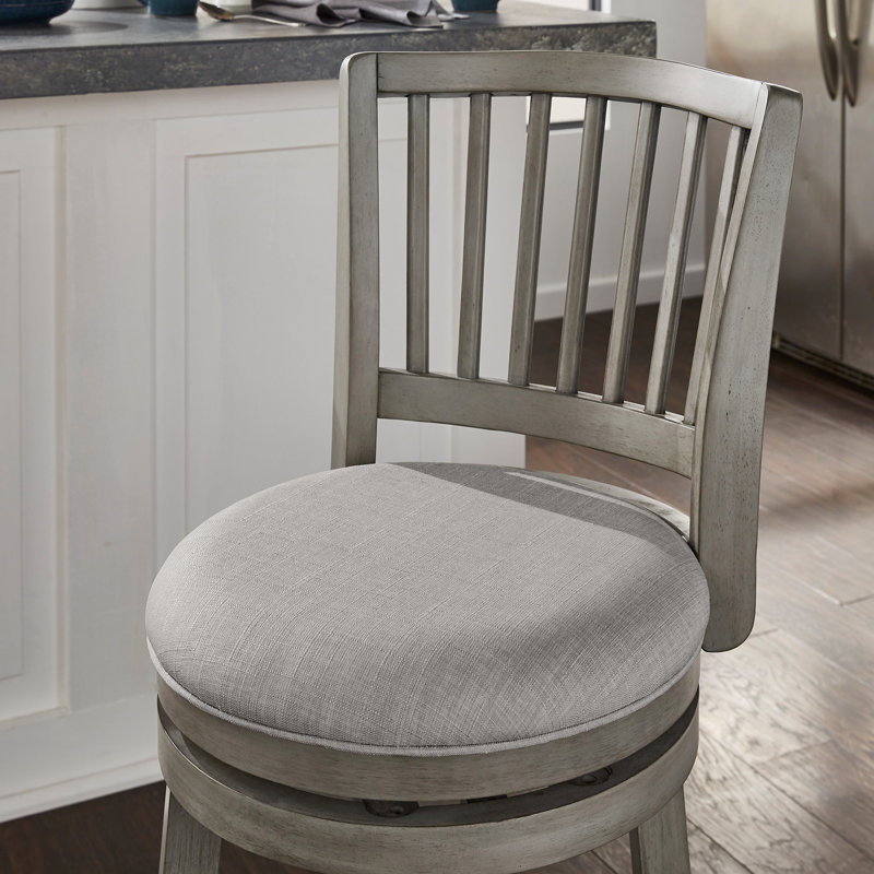 Tabouret de bar et de comptoir pivotant Jovie, Tabouret de comptoir (siège d'une hauteur de 24,3, Gris antique, Lin gris