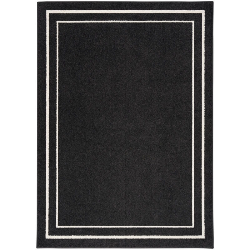 Nourison Essentials Black Ivory Indoor/Outdoor Area Rug, Rectangle 5' x 7'