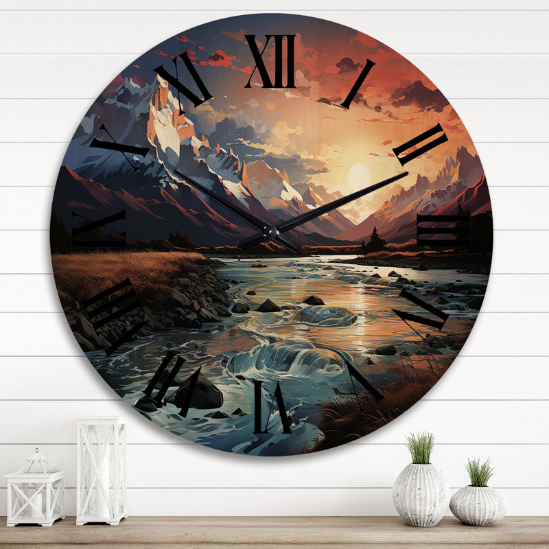 Horloge murale en bois massif Napeague, Très grand