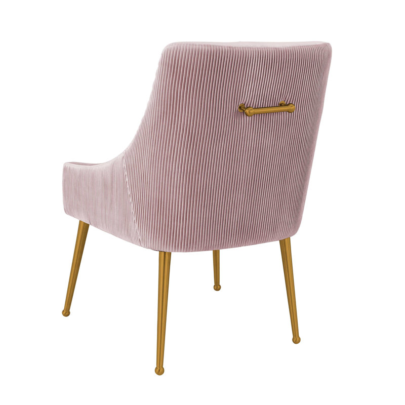 19'' H Velvet Upholstered Side Chair, Gold, Blush Velvet
