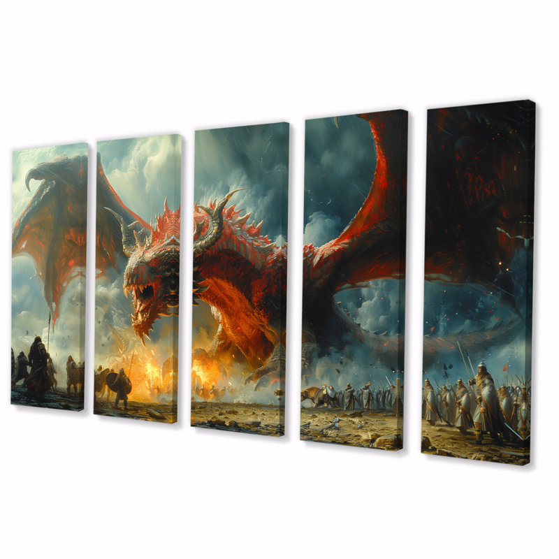 Ensemble d'art mural Sotelo - Dragons, H 32 po x l 80 po