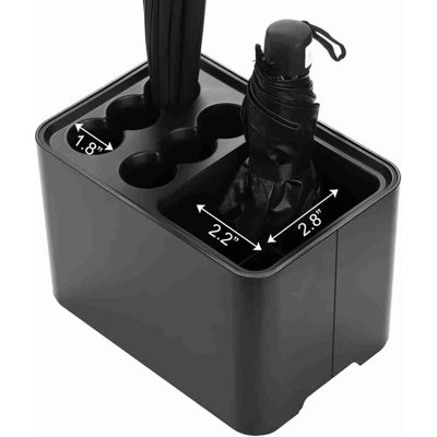 Black Umbrella Stand, Entryway Umbrella Organizer, Compact And Efficient With Removable Drip Tray, Holds 10 Umbrellas