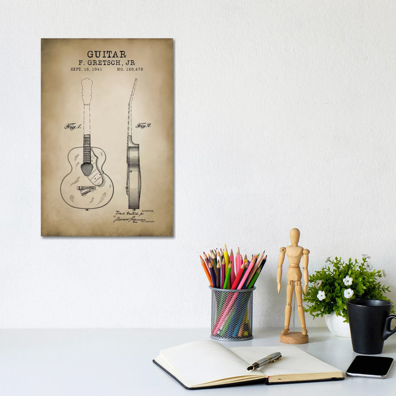 F. Gretsch, Jr. Guitar - Wrapped Canvas Print, 20.32 cm H x 30.48 cm W