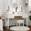 Ensemble de coiffeuse en miroir avec lumière DEL AGODY, ensemble de table de coiffeuse blanche pour chambre à coucher / salle de maquillage, ensemble de mobilier de bureau fonctionnel, maquillage de coiffeuse