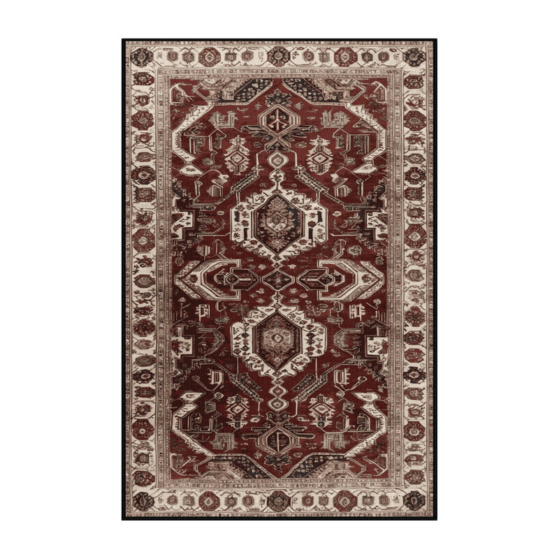 Tapis persan noir lavable à la machine, Rectangulaire 2 pi x 3 pi