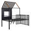 Lit mezzanine simple en métal avec toit et fenêtre-522803457