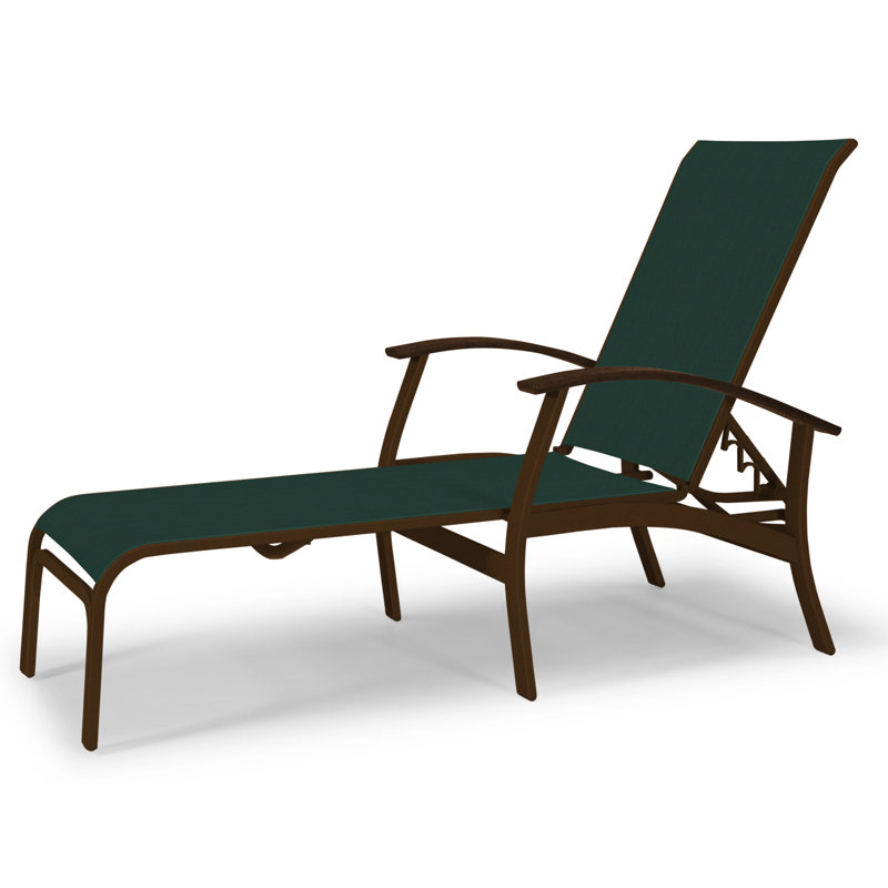 Askar Outdoor Rust-Resistant Metal Chaise Lounge, Forest Forest Green 22D Sunbrella®, Kona P10, Textured Kona