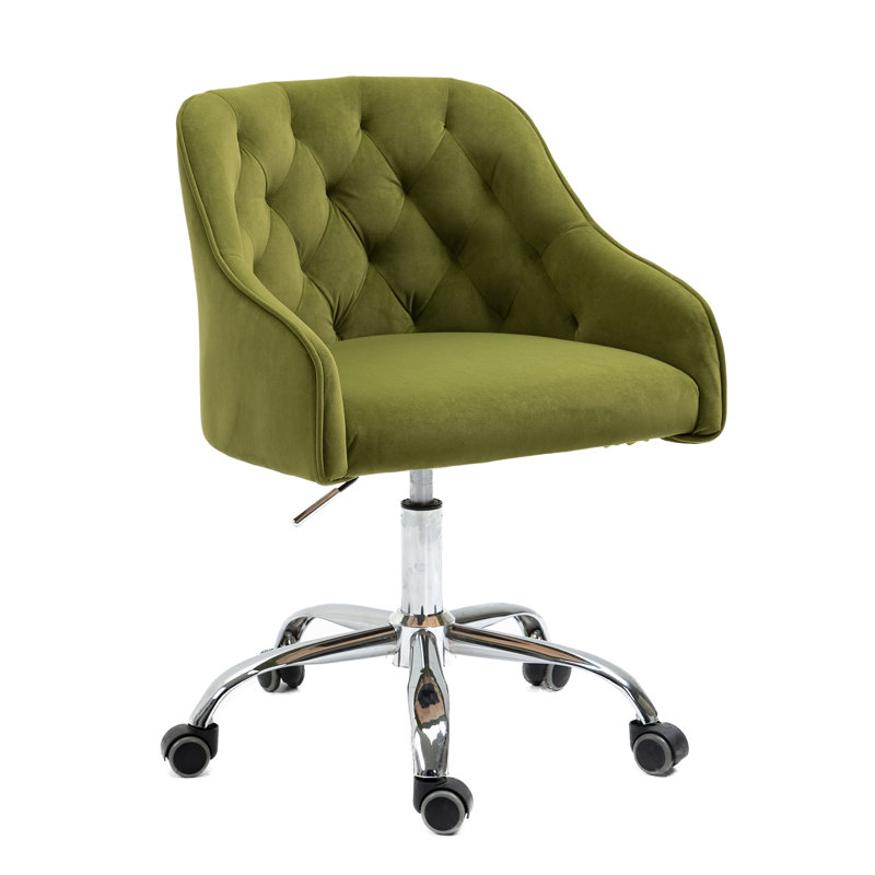 Modern Height Adjustable Swivel Task Chair For Home Office, Silver, Sage Green