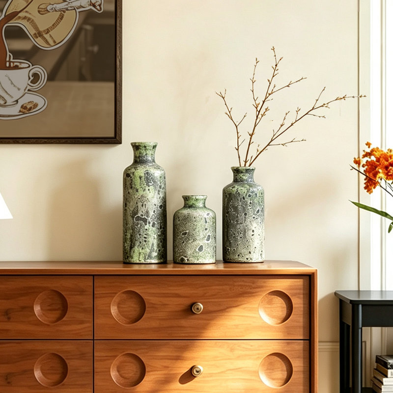 Ensemble de vases en céramique Dalonte, Vert