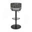 Tabouret de bar ou de comptoir pivotant réglable en métal noir avec tissu gris et similicuir