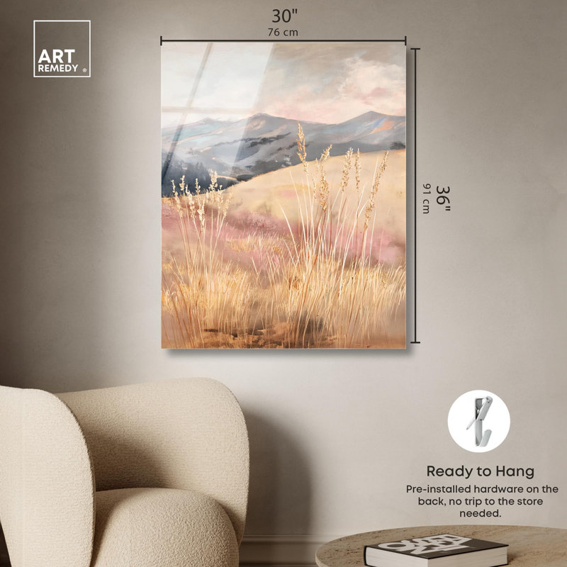 «Golden Grass», reproduction d'art acrylique sur toile par Art Remedy, H 36 po x l 30 po