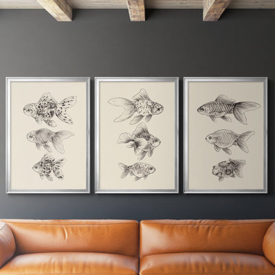 Goldfish II - Toile tendue avec châssis sur mesure - 3 pièces