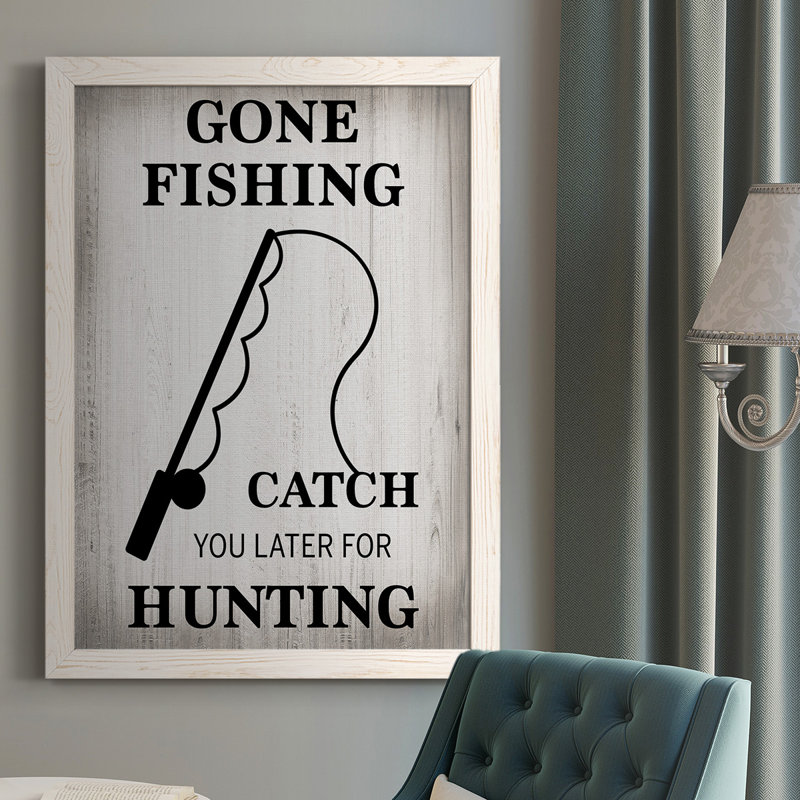 " Gone Fishing ", White, 43.5" H x 31.5" W x 1" D