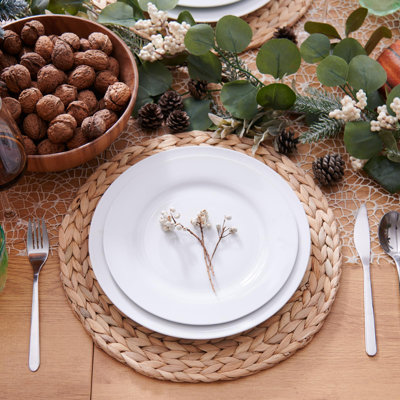 6 Pack, Round Woven Placemats, Natural Water Hyacinth Wicker Place Mats, Braided Straw Table Mats