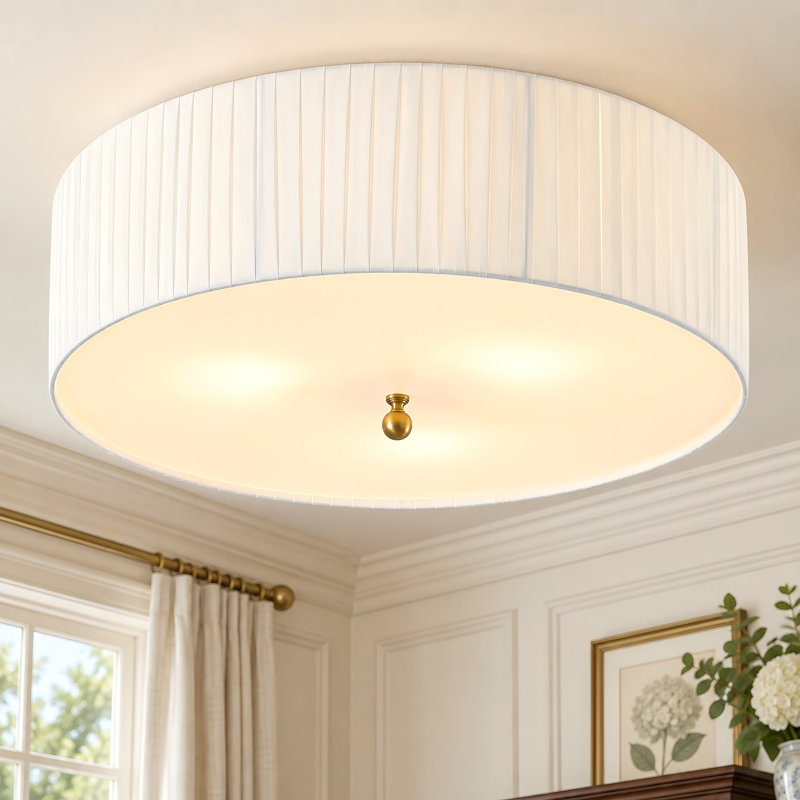Aurevane 3-Light Dimmable Pleated Fabric Flush Mount Ceiling Light