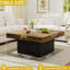 Table basse Table basse carrée à DEL en bois d'ingénierie pour salon bas (noir)-844810725