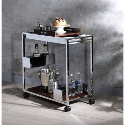 Myersville Rectangular Bar Cart in Chrome