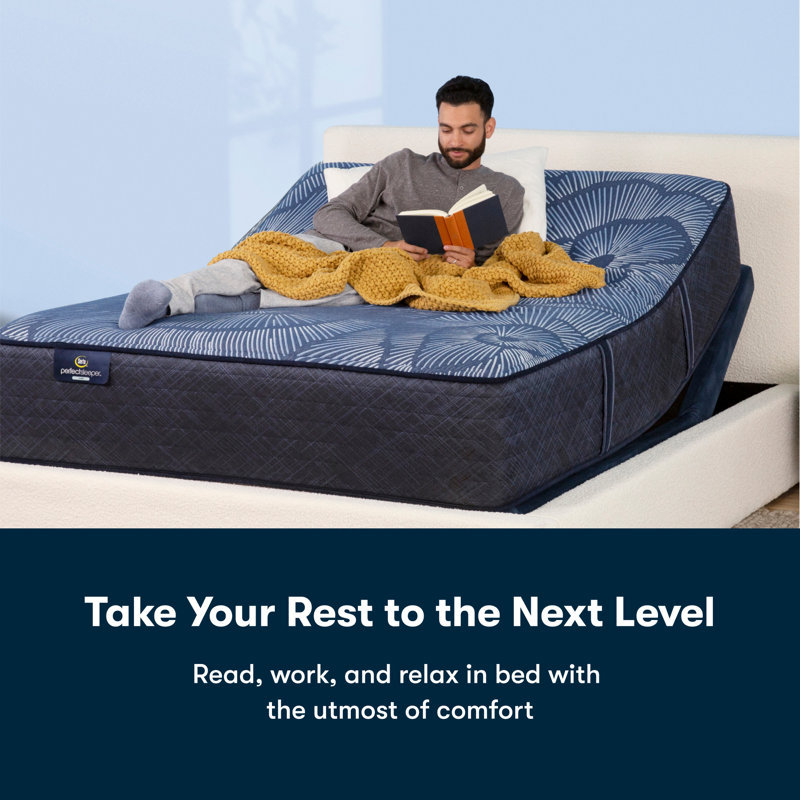 Navy Blue Adjustable Twin XL Bed Frame with USB Ports
