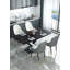 Whitewell Rectangular Stone Top Dining Table with Wood Base-1568203020