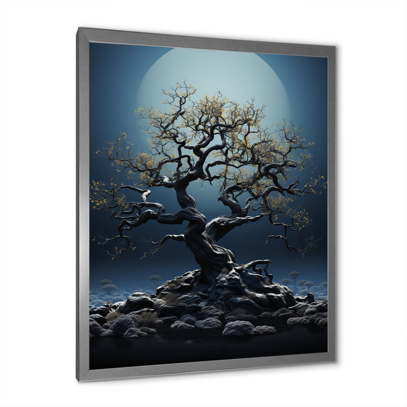 " Noir Ambience Baobab Tree I ", Silver Single Picture Framed, 44" H x 34" W