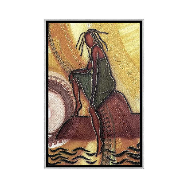 « By the Water » par Fred Odle-impression, Pas de tapis, H 26 po x l 18 po x 1,5 po, Toile avec cadre argenté