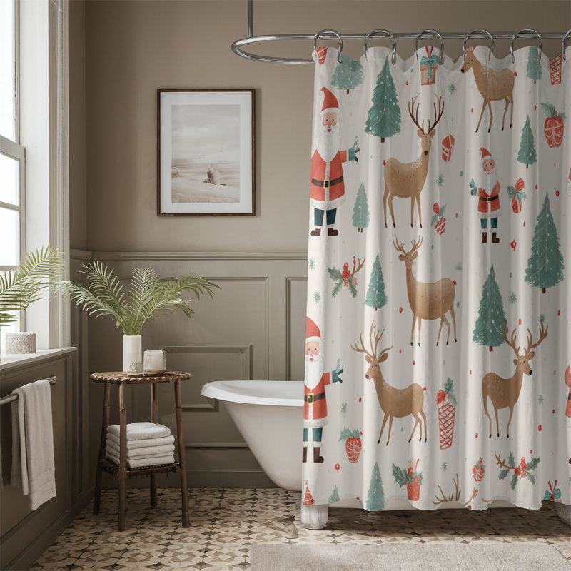 Rideau de douche Noel Red - Premium, H 74 po x l 71 po