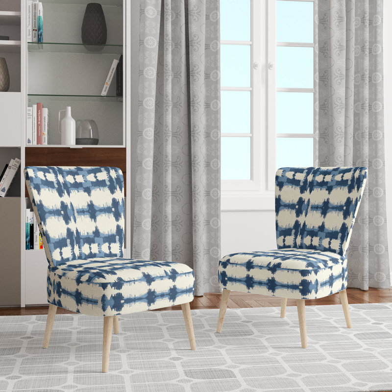 Chaise rembourrée moderne - Chaise d'appoint Horizon Ikat Blue, Chaise d'appoint sans accoudoirs