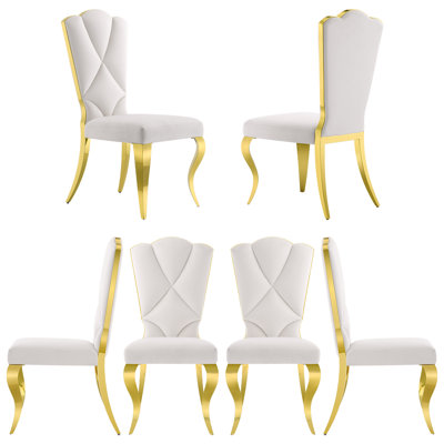 White And Gold Velvet Dining Chairs Set Of 6
